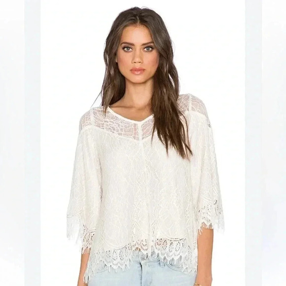 Ella Moss Amara Lace Blouse in Natural Size XS - Picture 3 of 7